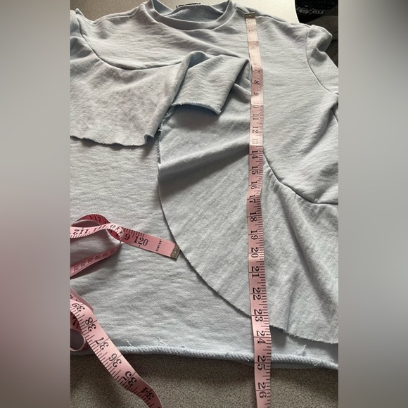 Zara Baby Blue Raw Cut Ruffled Sweatshirt - Picture 9 of 10